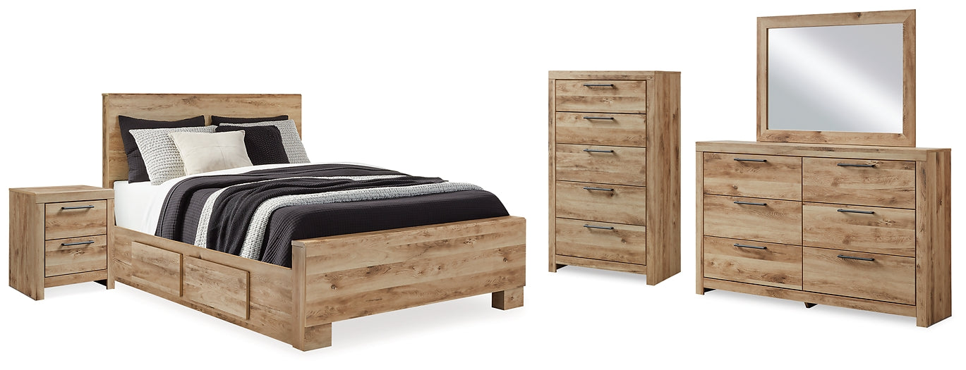 Hyanna  Panel Bed With Storage With Mirrored Dresser, Chest And Nightstand